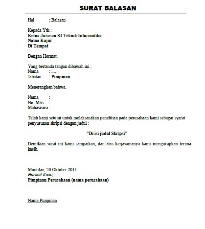 Detail Contoh Balasan Surat Resmi Nomer 5