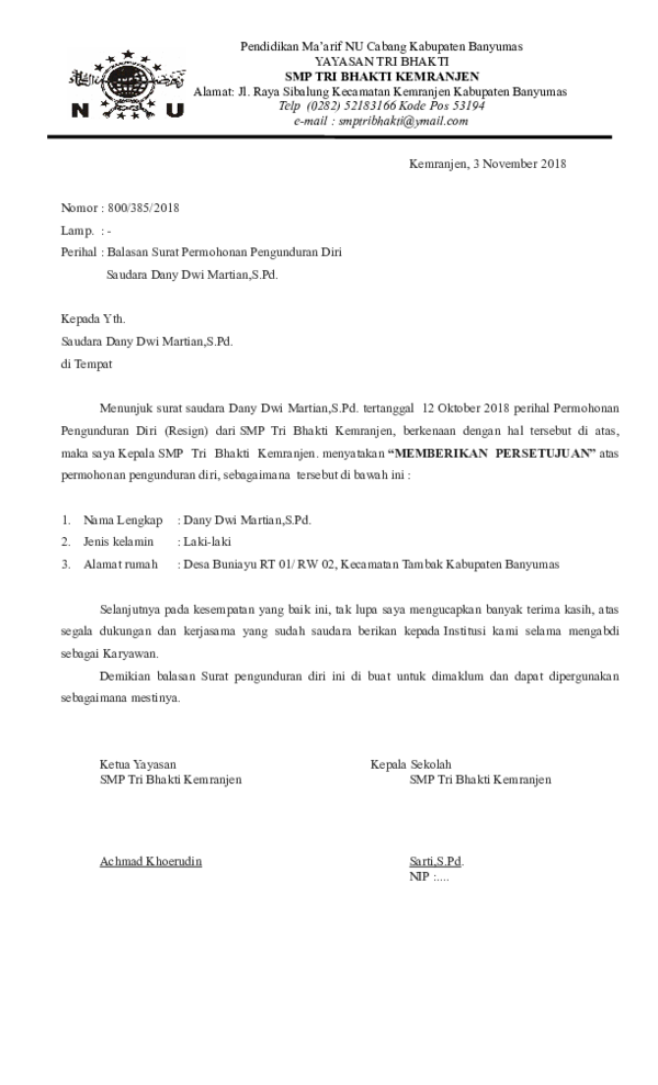 Detail Contoh Balasan Surat Resmi Nomer 47