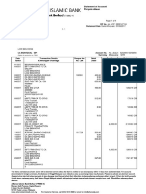 Detail Contoh Bank Statement Nomer 40