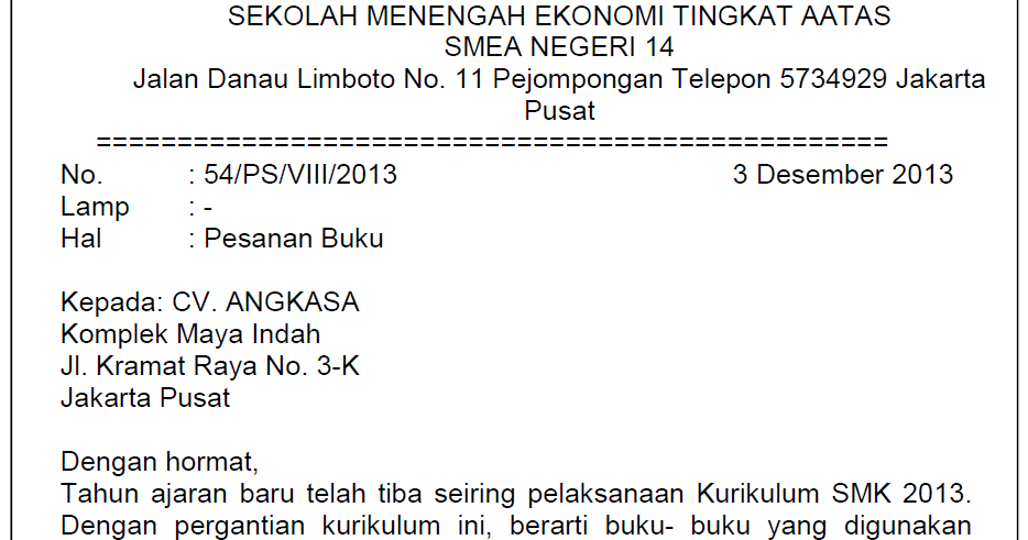 Detail Contoh Bentuk Surat Nomer 26