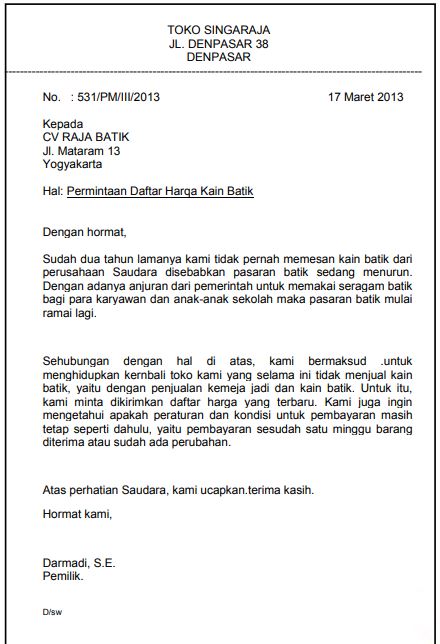 Detail Contoh Bentuk Surat Setengah Lurus Nomer 5