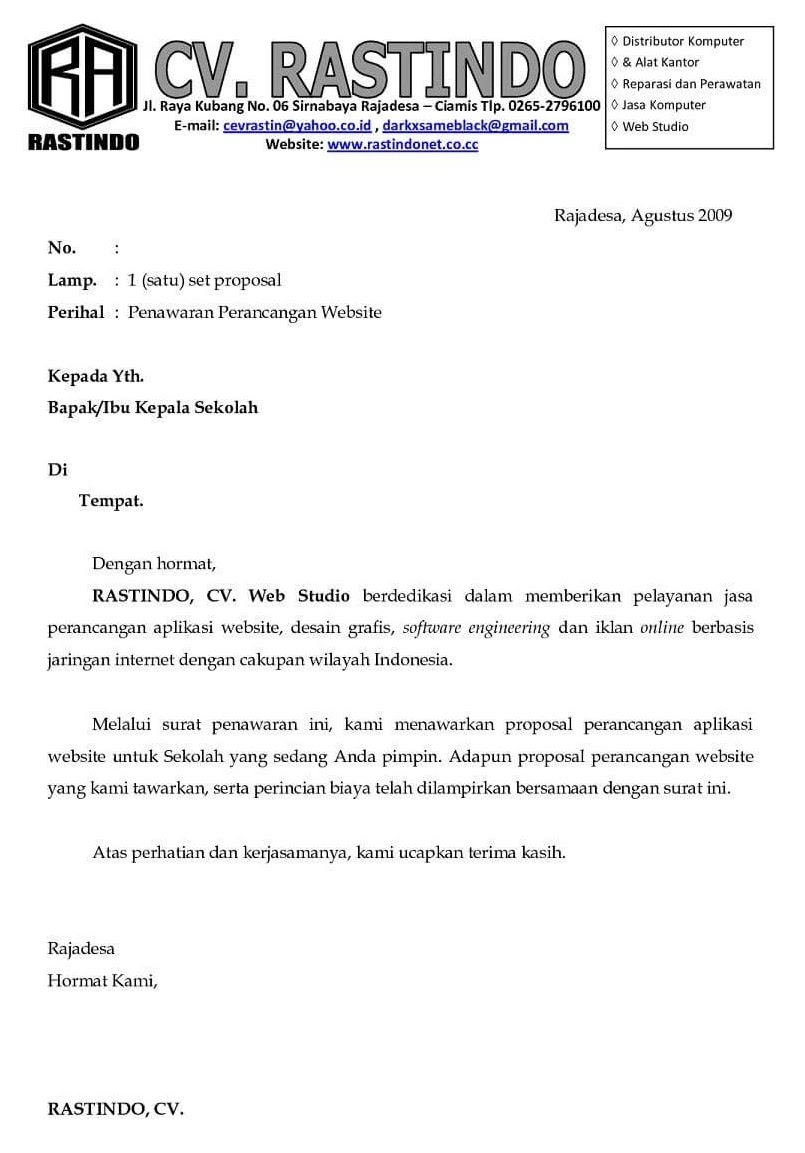 Detail Contoh Bernegosiasi Melalui Surat Penawaran Nomer 54