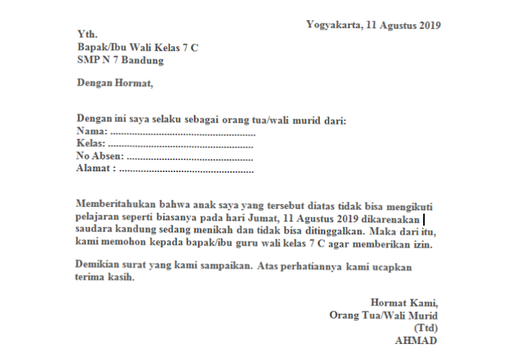 Detail Contoh Bikin Surat Izin Nomer 20