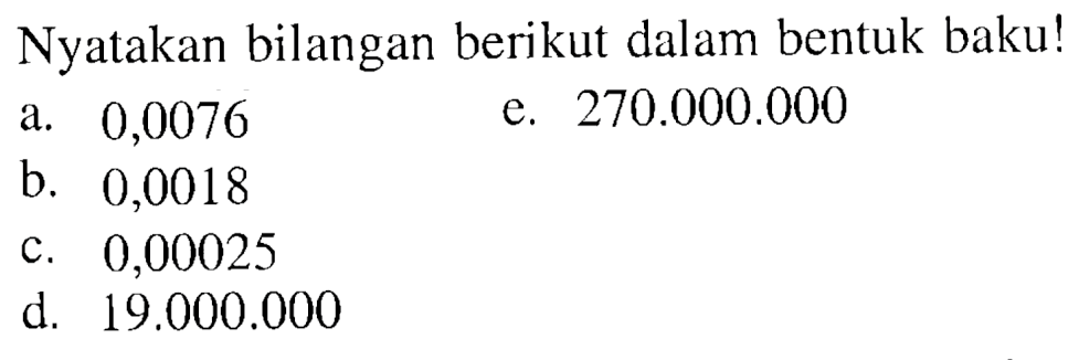 Detail Contoh Bilangan Baku Nomer 43