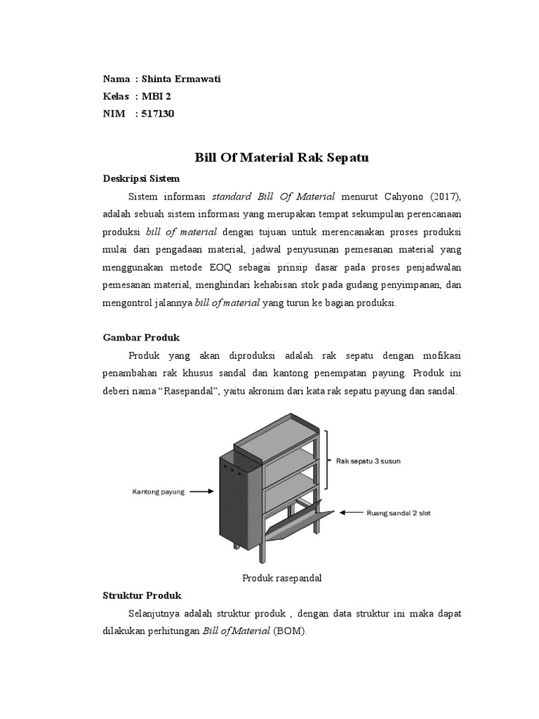 Detail Contoh Bill Of Material Sepatu Nomer 17