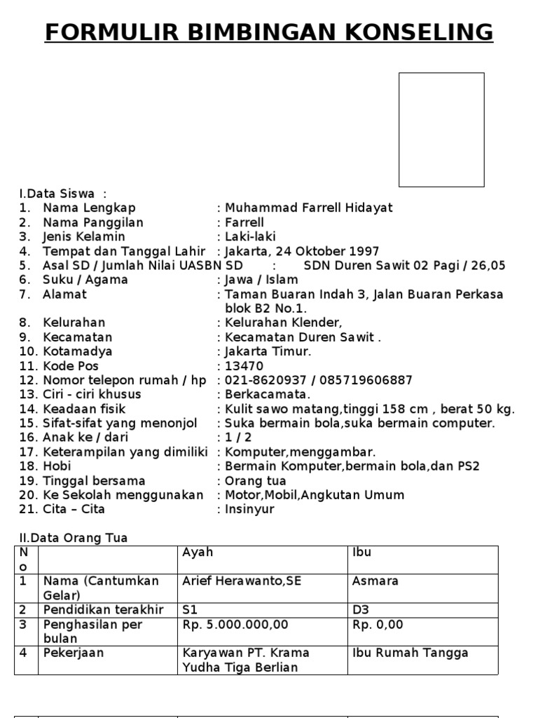 Detail Contoh Bimbingan Dan Konseling Nomer 32