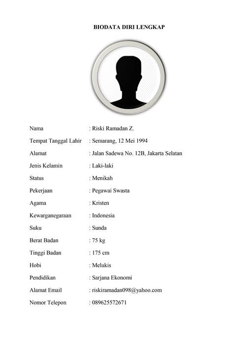 Detail Contoh Biodata Diri Lengkap Nomer 24