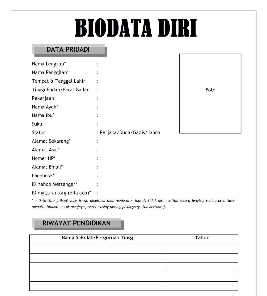 Detail Contoh Biodata Lamaran Kerja Nomer 26