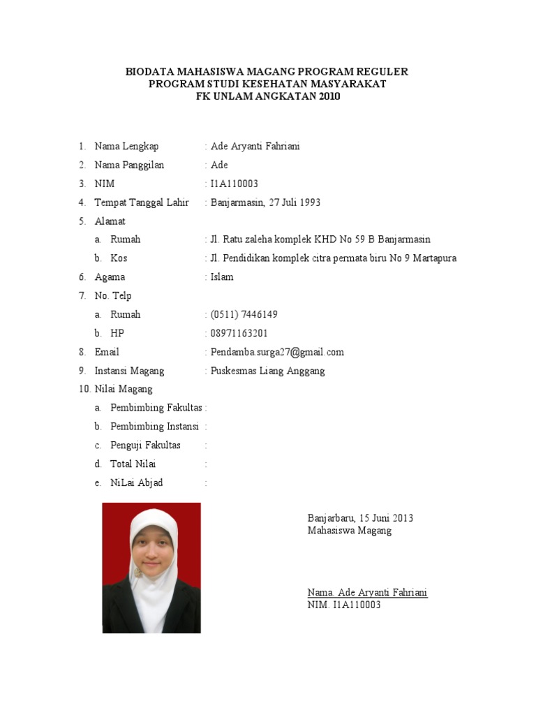 Detail Contoh Biodata Lengkap Koleksi Nomer 38