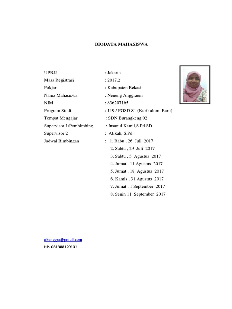 Detail Contoh Biodata Mahasiswa Nomer 4