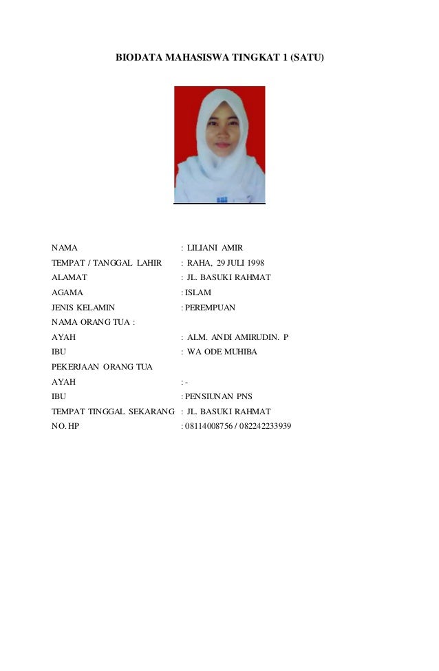 Detail Contoh Biodata Mahasiswa Nomer 6