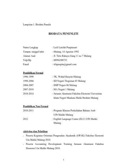 Detail Contoh Biodata Penulis Nomer 31