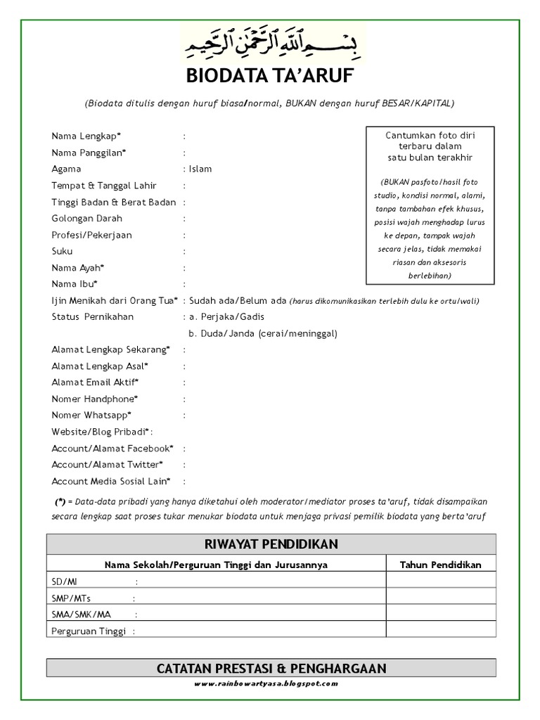 Detail Contoh Biodata Singkat Nomer 13