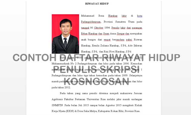 Detail Contoh Biodata Singkat Penulis Nomer 25