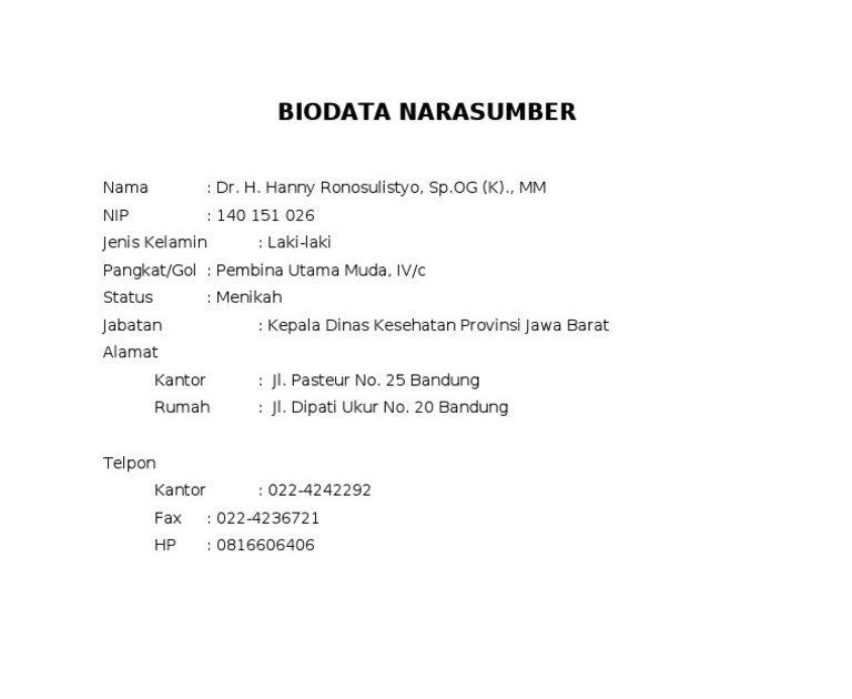 Detail Contoh Biodata Singkat Penulis Nomer 44