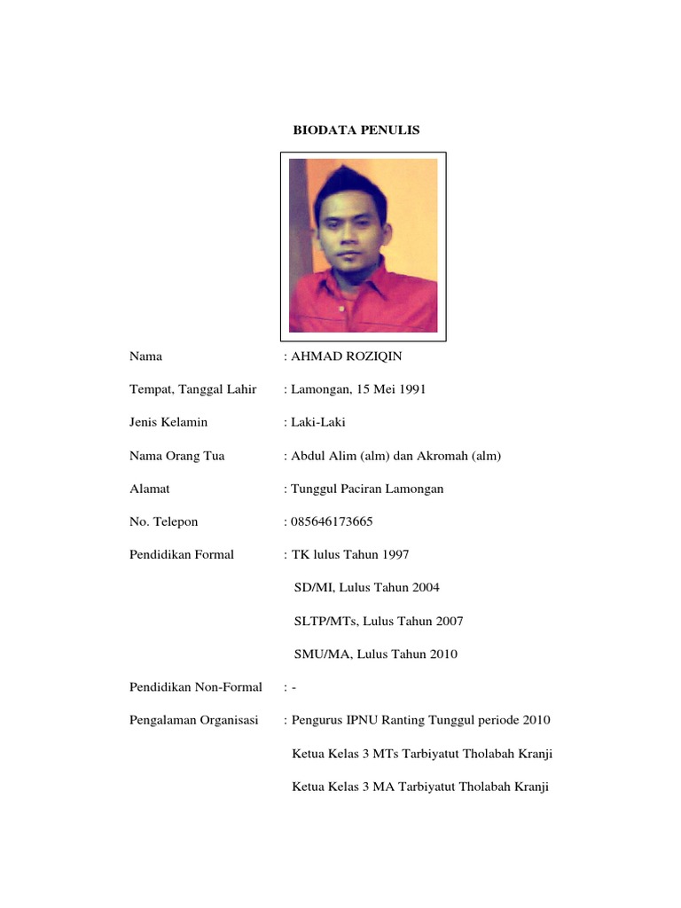 Detail Contoh Biodata Singkat Penulis Nomer 7