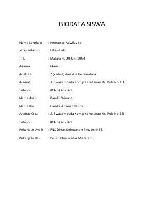 Detail Contoh Biodata Siswa Nomer 2