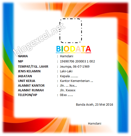 Detail Contoh Biodata Siswa Nomer 27