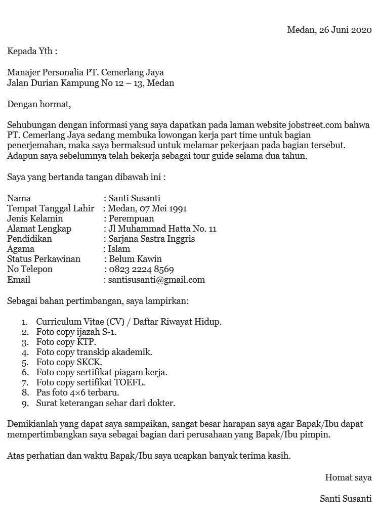 Detail Contoh Biodata Surat Lamaran Kerja Nomer 37