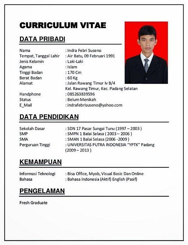 Detail Contoh Biodata Surat Lamaran Kerja Nomer 10