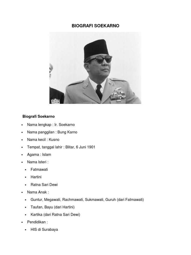 Detail Contoh Biografi Soekarno Nomer 7