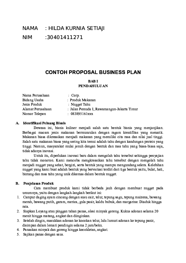 Detail Contoh Bisnis Plan Sederhana Nomer 35