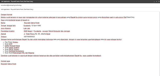 Detail Contoh Body Email Lamaran Kerja Nomer 41