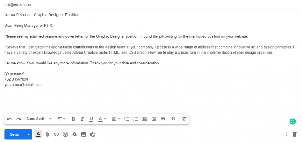 Detail Contoh Body Text Email Lamaran Kerja Nomer 35