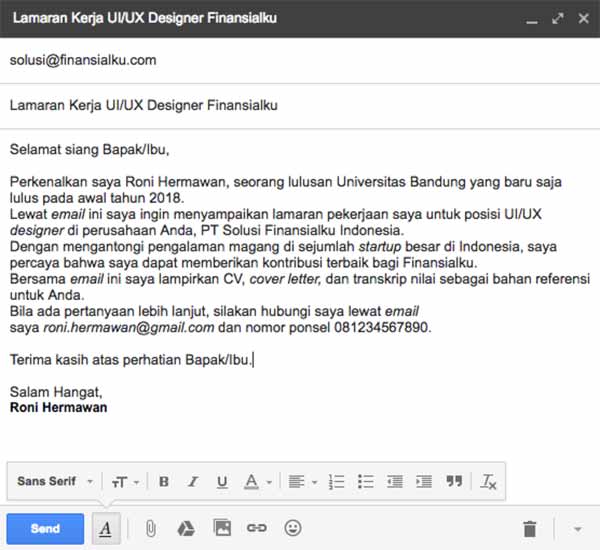 Detail Contoh Body Text Email Lamaran Kerja Nomer 10