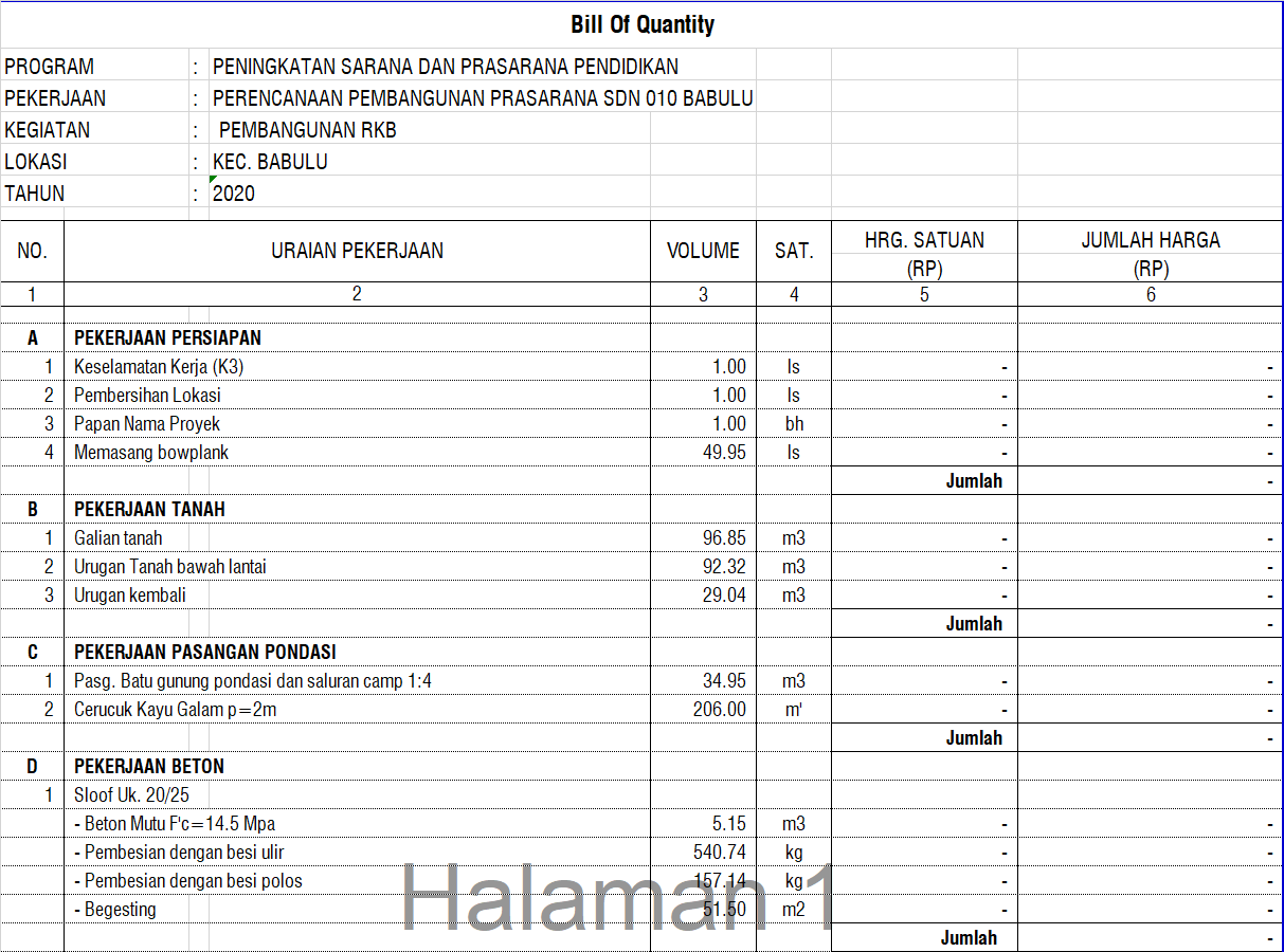 Detail Contoh Boq Proyek Nomer 14