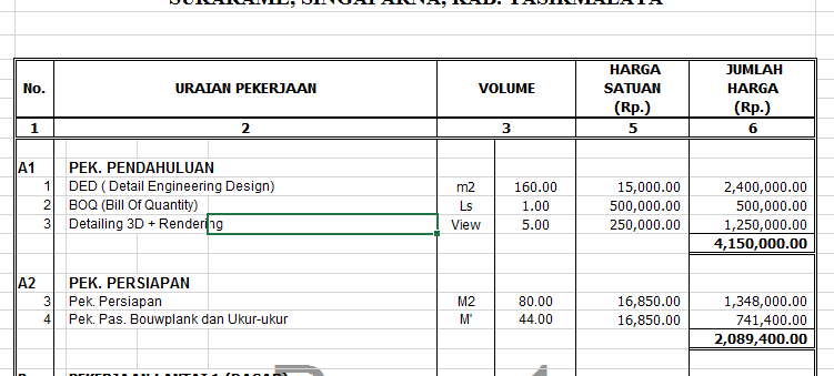 Detail Contoh Boq Proyek Nomer 16