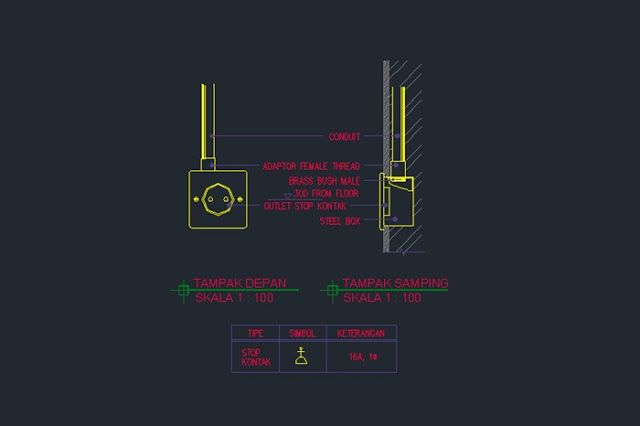 Gambar Detail Autocad Outlet Stop Kontak - KibrisPDR