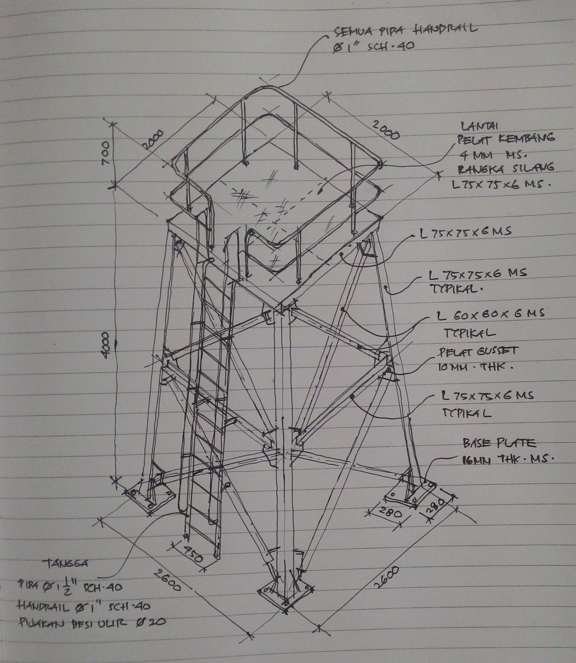 Detail Gambar Detail Konstruksi Tandon Air Dari Besi Siku Nomer 3