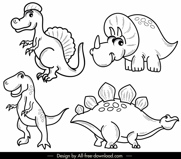 Detail Gambar Dinosaurus Hitam Putih Nomer 2