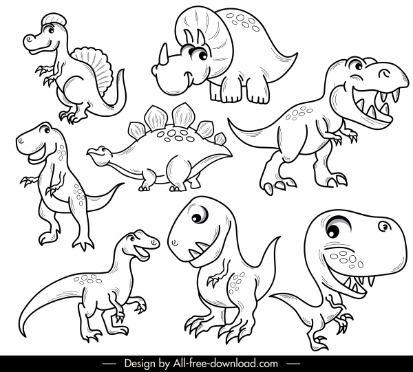 Detail Gambar Dinosaurus Hitam Putih Nomer 5