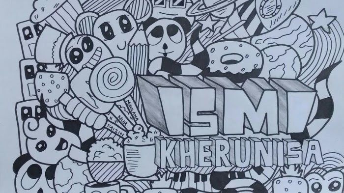 Detail Gambar Doodle Art Nama Nomer 10