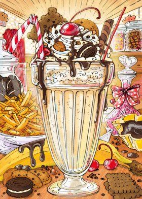 Detail Gambar Doodle Eskrim Milkshake Di Dalam Cup Nomer 14