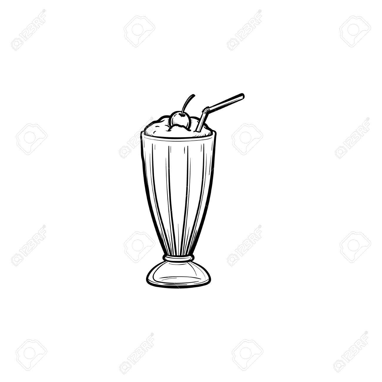 Detail Gambar Doodle Eskrim Milkshake Di Dalam Cup Nomer 5