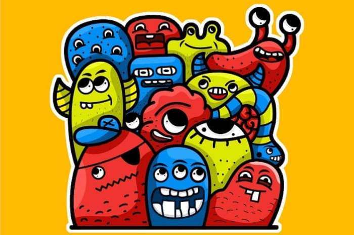 Detail Gambar Dudel Tulis Gambar Doodle Monster Berwarna Nomer 12