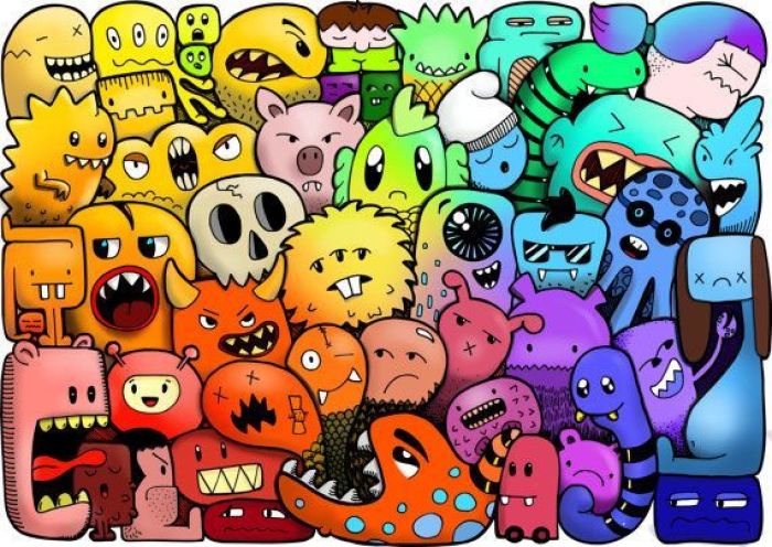 Detail Gambar Dudel Tulis Gambar Doodle Monster Berwarna Nomer 14