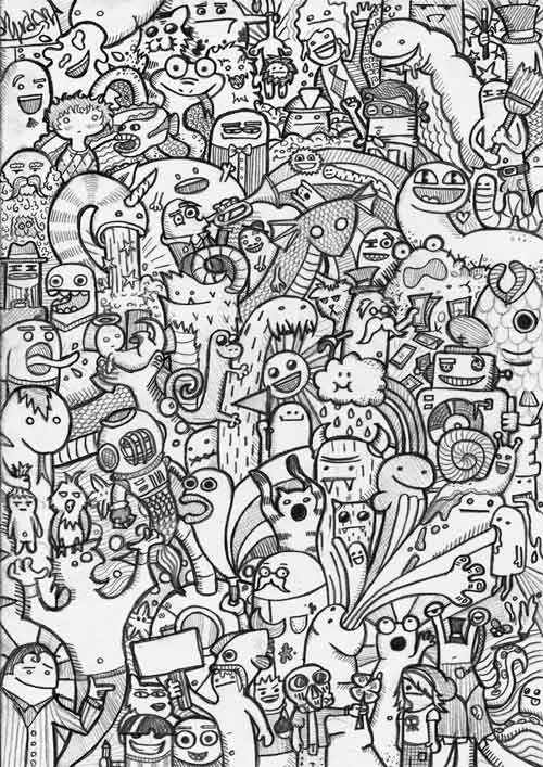 Detail Gambar Dudel Tulis Gambar Doodle Monster Berwarna Nomer 22