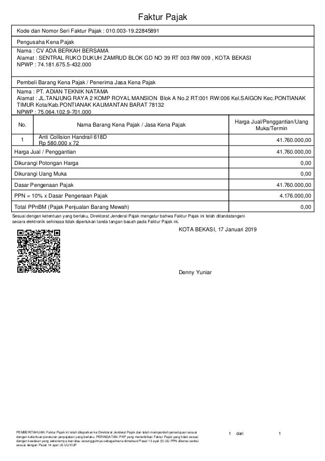 Detail Gambar Faktur Pajak Nomer 29