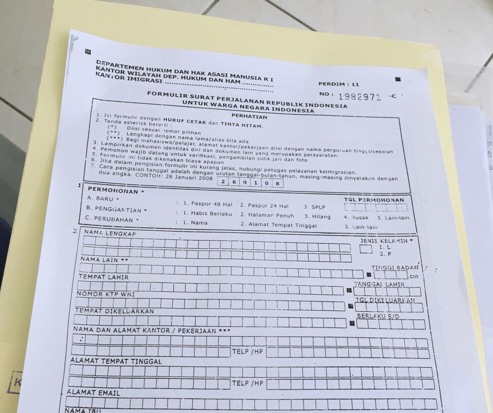 Detail Gambar Form Perpanjang Paspor Nomer 24