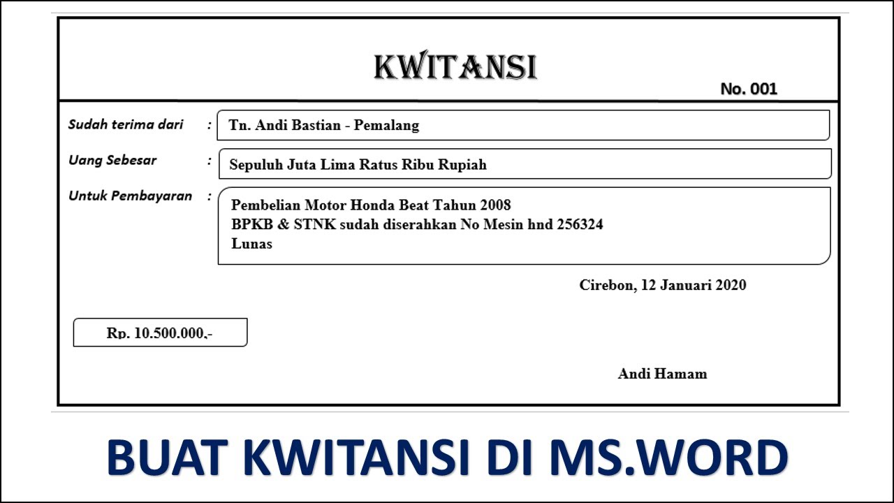 Detail Contoh Buat Kwitansi Nomer 4