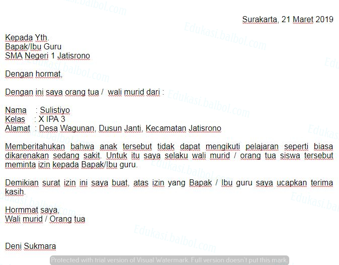 Detail Contoh Buat Surat Izin Sekolah Nomer 21