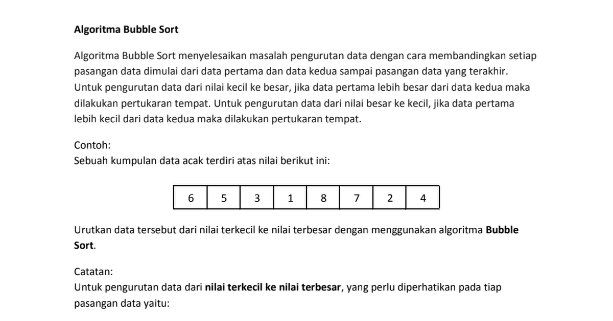 Detail Contoh Bubble Sort Nomer 23