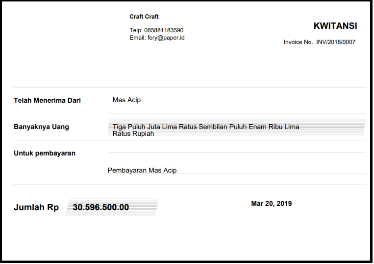 Detail Contoh Bukti Kwitansi Nomer 5