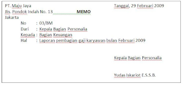 Detail Contoh Bukti Memo Nomer 13