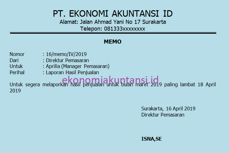 Detail Contoh Bukti Memo Nomer 15