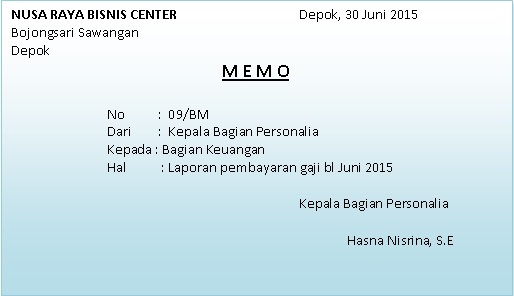 Detail Contoh Bukti Memo Nomer 18